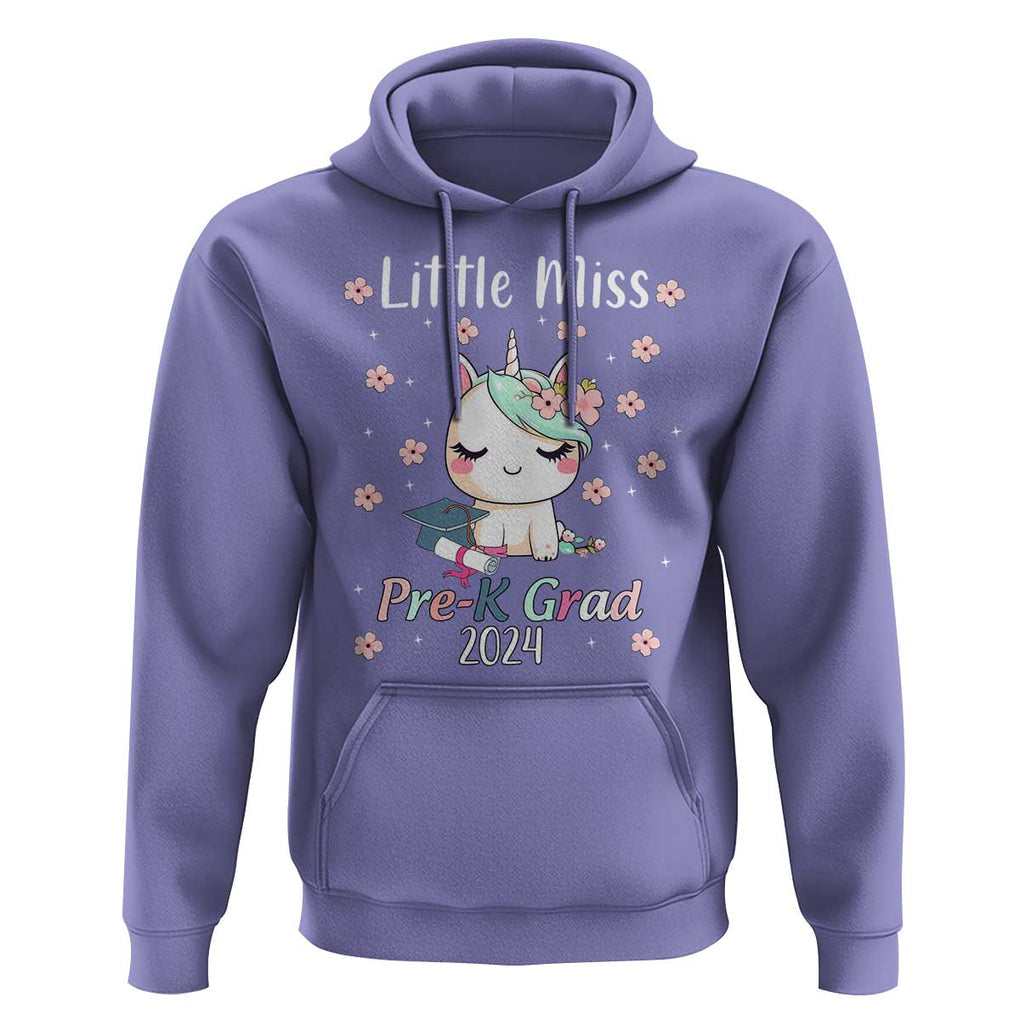 Pre-School Graduation Hoodie Little Miss Pre-K Grad 2024 Cute Unicorn TS09 Violet Print Your Wear