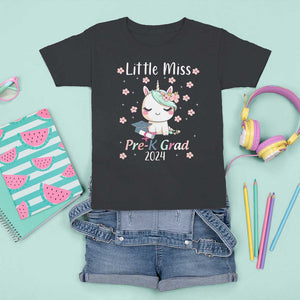 Pre-School Graduation T Shirt For Kid Little Miss Pre-K Grad 2024 Cute Unicorn TS09 Black Print Your Wear