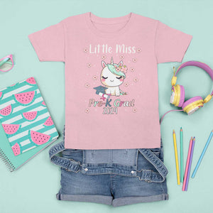 Pre-School Graduation T Shirt For Kid Little Miss Pre-K Grad 2024 Cute Unicorn TS09 Light Pink Print Your Wear