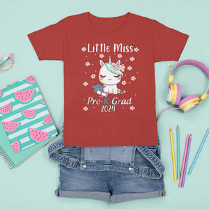 Pre-School Graduation T Shirt For Kid Little Miss Pre-K Grad 2024 Cute Unicorn TS09 Red Print Your Wear