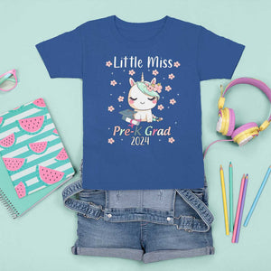 Pre-School Graduation T Shirt For Kid Little Miss Pre-K Grad 2024 Cute Unicorn TS09 Royal Blue Print Your Wear