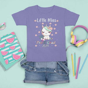Pre-School Graduation T Shirt For Kid Little Miss Pre-K Grad 2024 Cute Unicorn TS09 Violet Print Your Wear