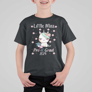 Pre-School Graduation T Shirt For Kid Little Miss Pre-K Grad 2024 Cute Unicorn TS09 Black Print Your Wear