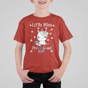 Pre-School Graduation T Shirt For Kid Little Miss Pre-K Grad 2024 Cute Unicorn TS09 Red Print Your Wear
