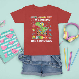 Pre-School T Shirt For Kid I'm Crushing Pre-K Like A Dinosaur Back To School TS09 Red Print Your Wear