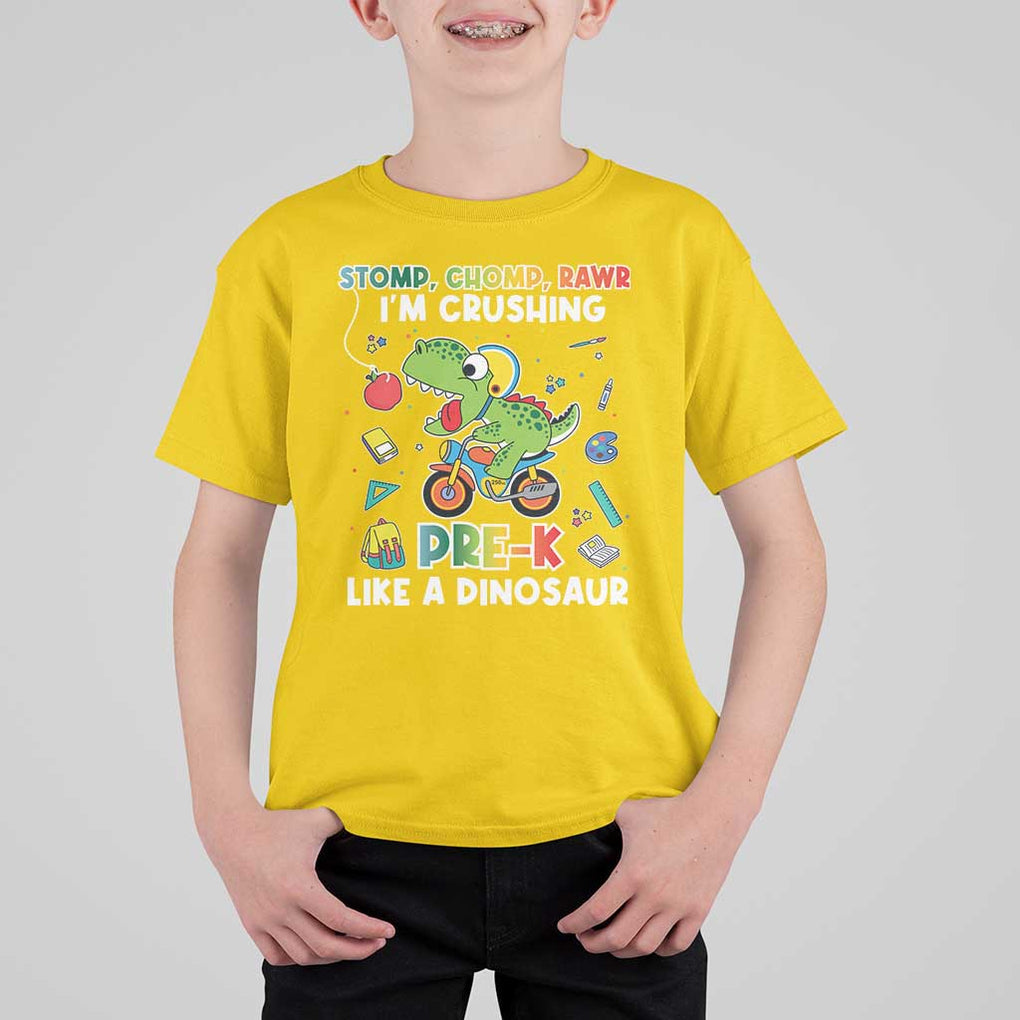 Pre-School T Shirt For Kid I'm Crushing Pre-K Like A Dinosaur Back To School TS09 Daisy Print Your Wear