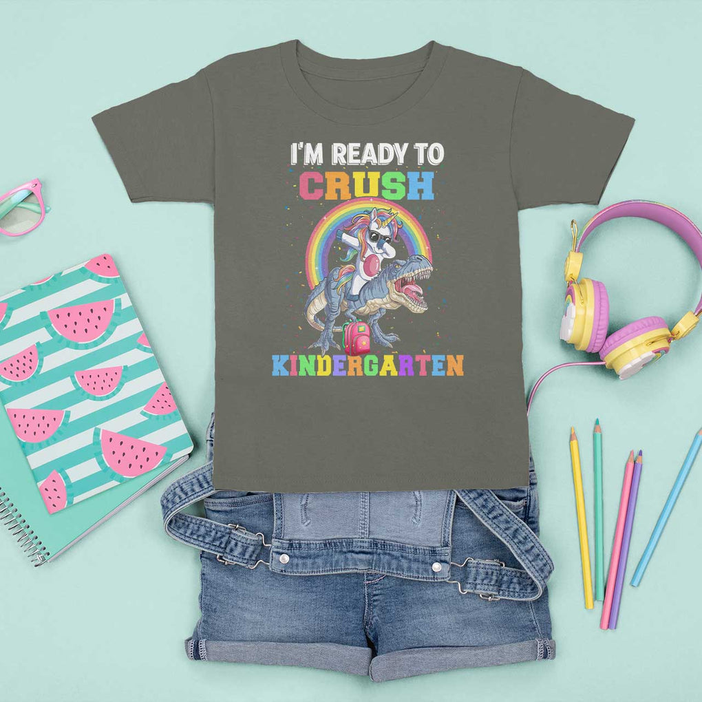 I'm Ready To Crush Kindergarden T Shirt For Kid Funny Monster Truck Dinosaur Unicorn TS09 Military Green Print Your Wear