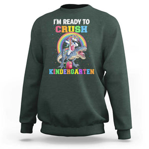 I'm Ready To Crush Kindergarden Sweatshirt Funny Monster Truck Dinosaur Unicorn TS09 Dark Forest Green Print Your Wear