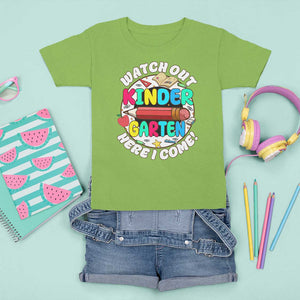 Watch Out Kindergarten T Shirt For Kid Here I Come 1st Day Of School TS09 Lime Print Your Wear