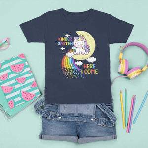 Kindergarten Here I come T Shirt For Kid Cute Unicorn Back To School TS09 Navy Print Your Wear