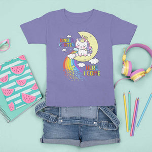 Kindergarten Here I come T Shirt For Kid Cute Unicorn Back To School TS09 Violet Print Your Wear