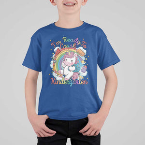 I'm Ready To Crush Kindergarden T Shirt For Kid Rainbow Unicorn Back To School TS09 Royal Blue Print Your Wear