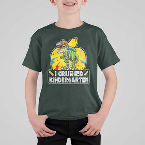 I Crushed Kindergarten Graduation Funny Dinosaur T Shirt For Kid TS09 Dark Forest Green Print Your Wear