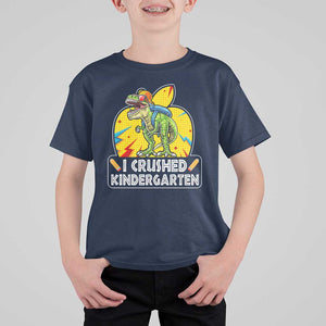 I Crushed Kindergarten Graduation Funny Dinosaur T Shirt For Kid TS09 Navy Print Your Wear