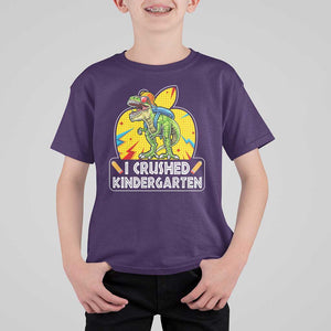 I Crushed Kindergarten Graduation Funny Dinosaur T Shirt For Kid TS09 Purple Print Your Wear