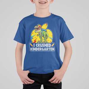 I Crushed Kindergarten Graduation Funny Dinosaur T Shirt For Kid TS09 Royal Blue Print Your Wear
