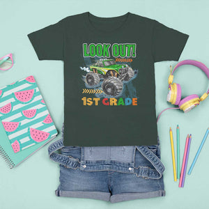 Look Out 1st Grade Monster Truck T Shirt For Kid TS09 Dark Forest Green Print Your Wear