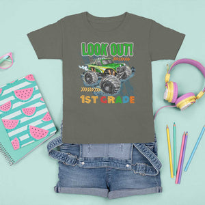 Look Out 1st Grade Monster Truck T Shirt For Kid TS09 Military Green Print Your Wear