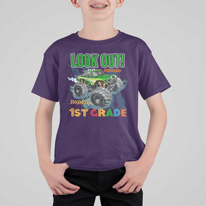 Look Out 1st Grade Monster Truck T Shirt For Kid TS09 Purple Print Your Wear