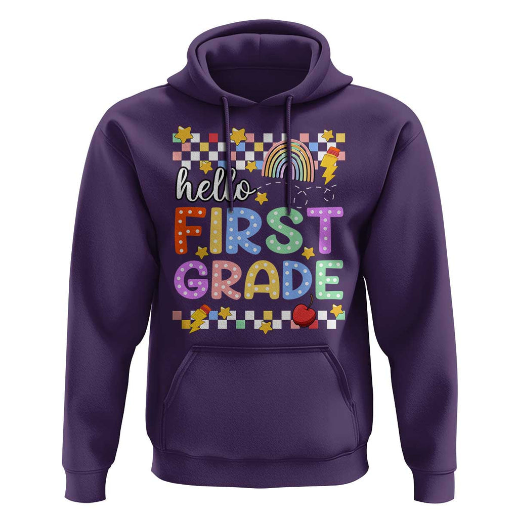 Hello First Grade Groovy Back To School Hoodie TS09 Purple Print Your Wear