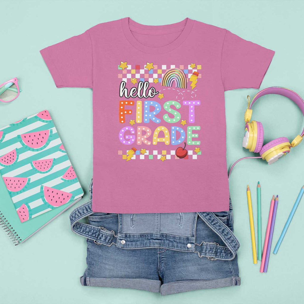 Hello First Grade Groovy Back To School T Shirt For Kid TS09 Azalea Print Your Wear
