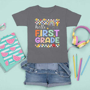 Hello First Grade Groovy Back To School T Shirt For Kid TS09 Charcoal Print Your Wear