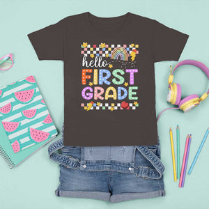 Hello First Grade Groovy Back To School T Shirt For Kid TS09 Dark Chocolate Print Your Wear
