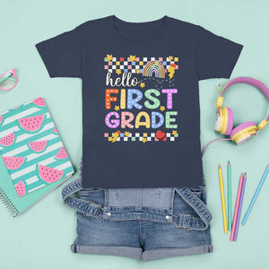 Hello First Grade Groovy Back To School T Shirt For Kid TS09 Navy Print Your Wear