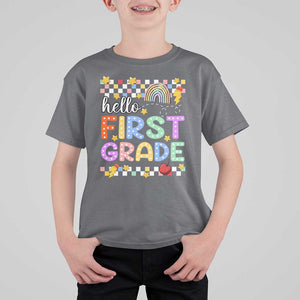 Hello First Grade Groovy Back To School T Shirt For Kid TS09 Charcoal Print Your Wear