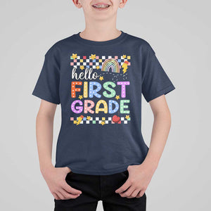Hello First Grade Groovy Back To School T Shirt For Kid TS09 Navy Print Your Wear