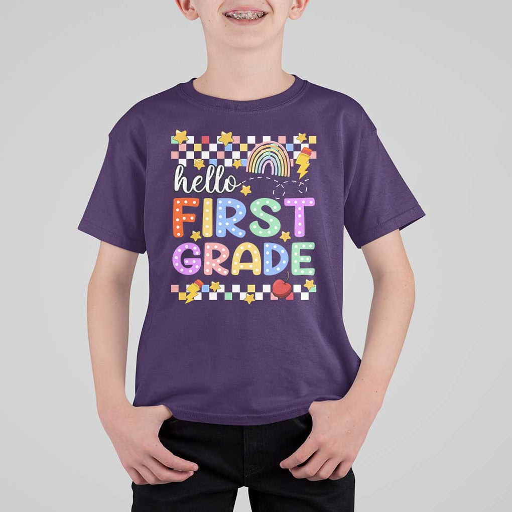 Hello First Grade Groovy Back To School T Shirt For Kid TS09 Purple Print Your Wear