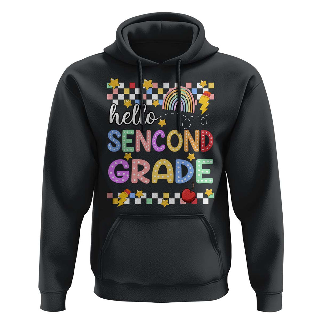 Hello Second Grade Groovy Back To School Hoodie TS09 Black Print Your Wear