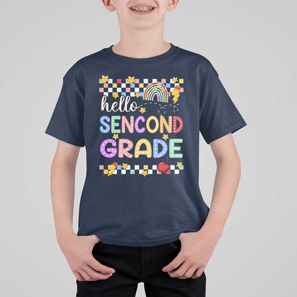 Hello Second Grade Groovy Back To School T Shirt For Kid TS09 Navy Print Your Wear