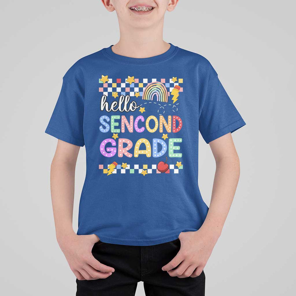 Hello Second Grade Groovy Back To School T Shirt For Kid TS09 Royal Blue Print Your Wear