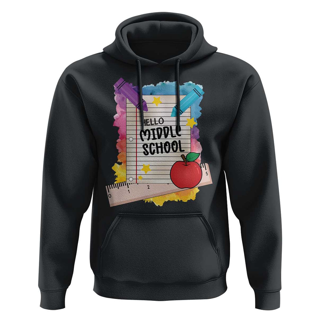 Hello Middle School Watercolor Back To School Hoodie TS09 Black Print Your Wear