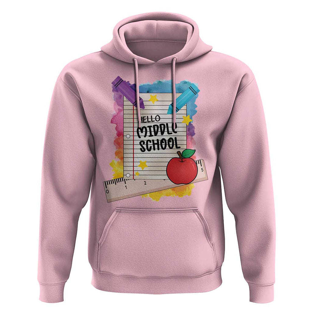 Hello Middle School Watercolor Back To School Hoodie TS09 Light Pink Print Your Wear