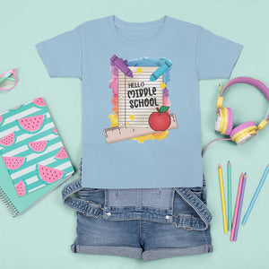 Hello Middle School Watercolor Back To School T Shirt For Kid TS09 Light Blue Print Your Wear