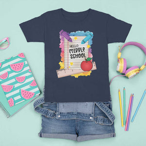 Hello Middle School Watercolor Back To School T Shirt For Kid TS09 Navy Print Your Wear