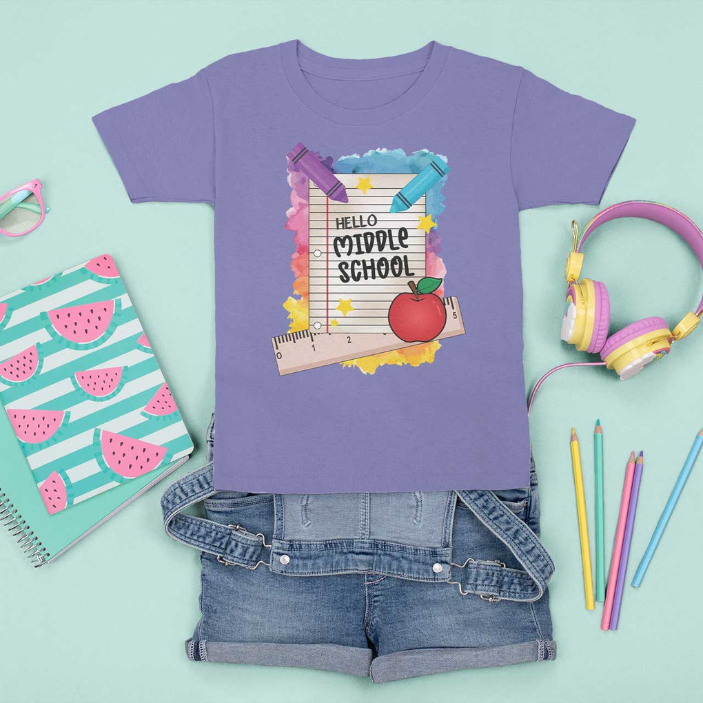 Hello Middle School Watercolor Back To School T Shirt For Kid TS09 Violet Print Your Wear