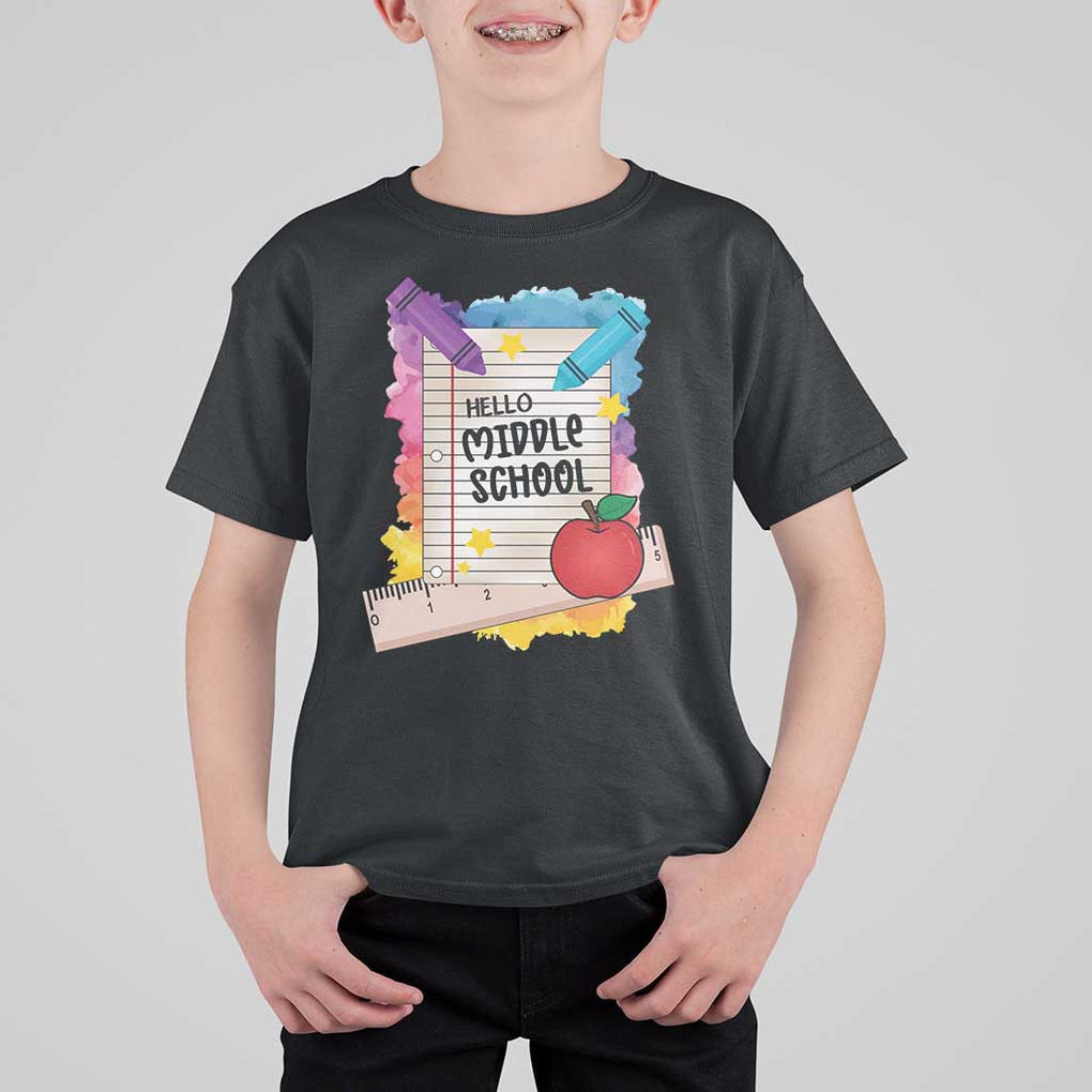 Hello Middle School Watercolor Back To School T Shirt For Kid TS09 Black Print Your Wear