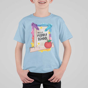 Hello Middle School Watercolor Back To School T Shirt For Kid TS09 Light Blue Print Your Wear