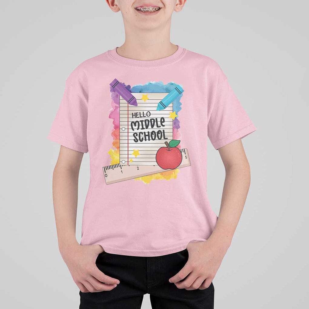Hello Middle School Watercolor Back To School T Shirt For Kid TS09 Light Pink Print Your Wear