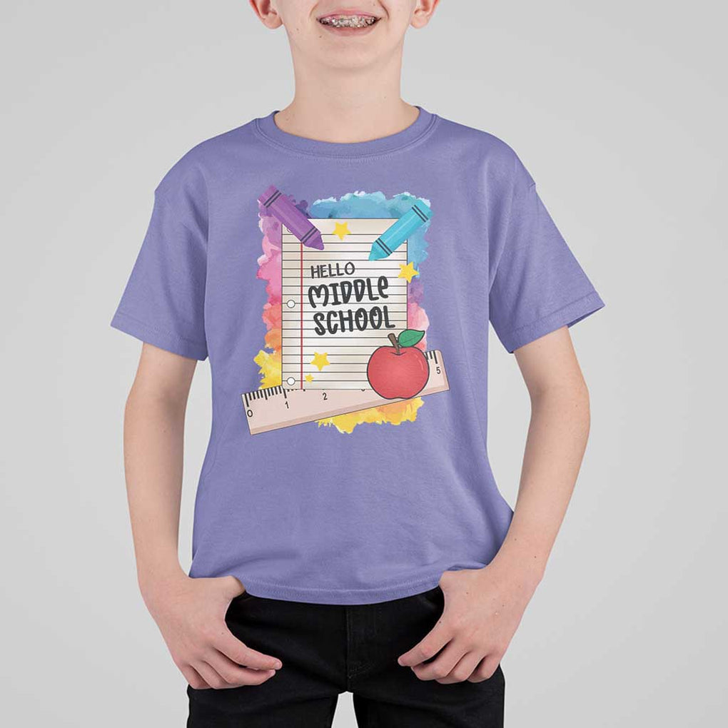 Hello Middle School Watercolor Back To School T Shirt For Kid TS09 Violet Print Your Wear