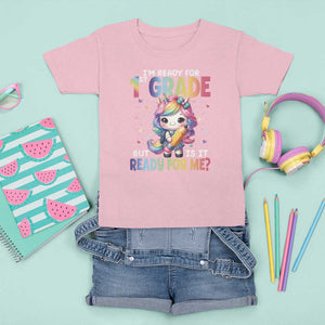 Funny Back To School Unicorn T Shirt For Kid I'm Ready For 1st Grade But Is It Ready For Me TS09 Light Pink Print Your Wear