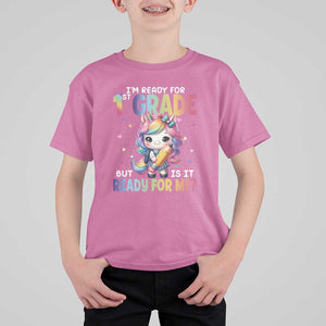 Funny Back To School Unicorn T Shirt For Kid I'm Ready For 1st Grade But Is It Ready For Me TS09 Azalea Print Your Wear
