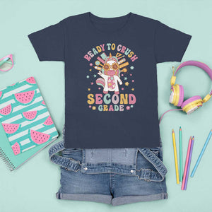 Funny Back To School Unicorn T Shirt For Kid Ready To Crush Second Grade Retro Groovy TS09 Navy Print Your Wear