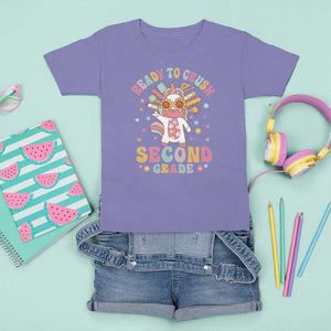 Funny Back To School Unicorn T Shirt For Kid Ready To Crush Second Grade Retro Groovy TS09 Violet Print Your Wear