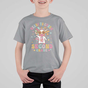Funny Back To School Unicorn T Shirt For Kid Ready To Crush Second Grade Retro Groovy TS09 Sport Gray Print Your Wear