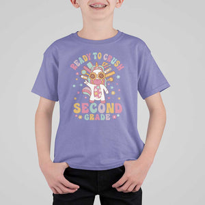 Funny Back To School Unicorn T Shirt For Kid Ready To Crush Second Grade Retro Groovy TS09 Violet Print Your Wear