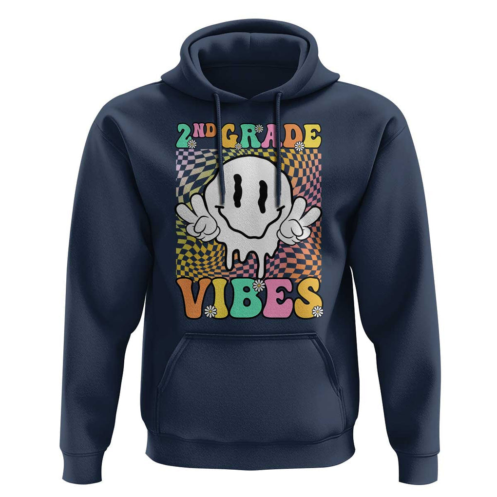 2nd Grade Vibes Hoodie Retro Groovy Back To School TS09 Navy Print Your Wear